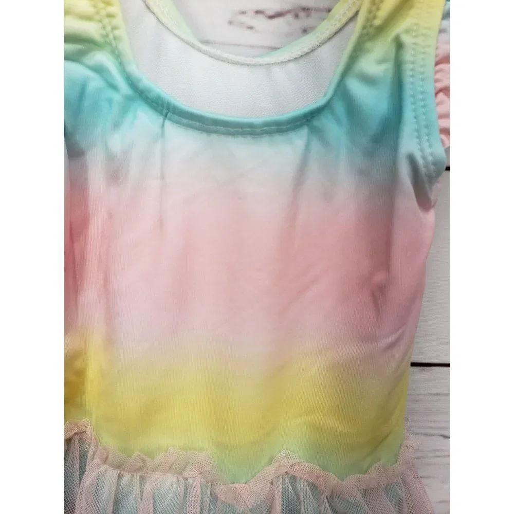 Lemon Kiss Toddler girls 24 months 1 piece swimsuit pink tyedye unicorn swimwear